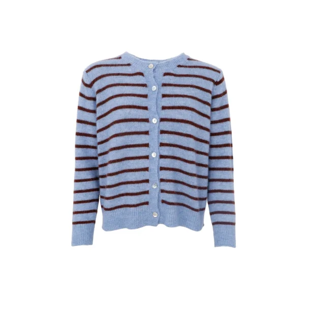 Black Colour Dell Stribed Knit Cardigan