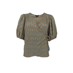 Black Colour Luna Puff Wrap Blouse