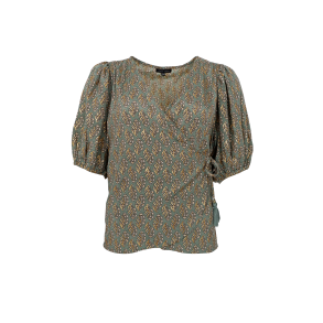 Black Colour Luna Puff Wrap Blouse