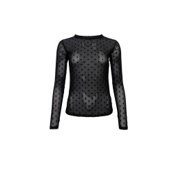 Black Colour Jennie Dotted Mesh Blouse