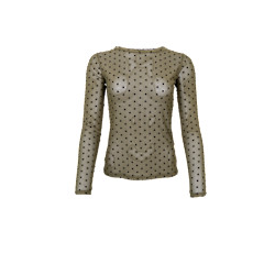 Black Colour Jennie Dotted Mesh Blouse
