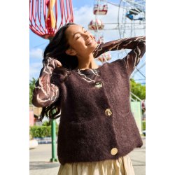 Black Colour Bjoerk Knittet Btton Vest