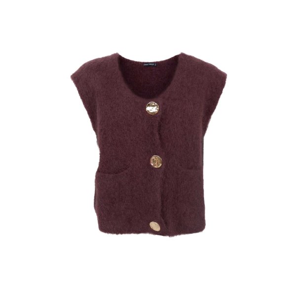 Black Colour Bjoerk Knittet Btton Vest